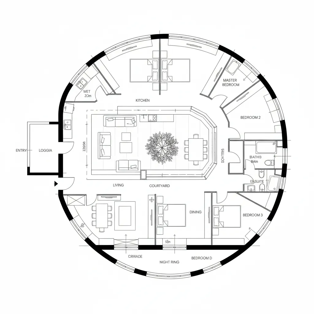 Courtyard Spine with Split Day/Night Rings