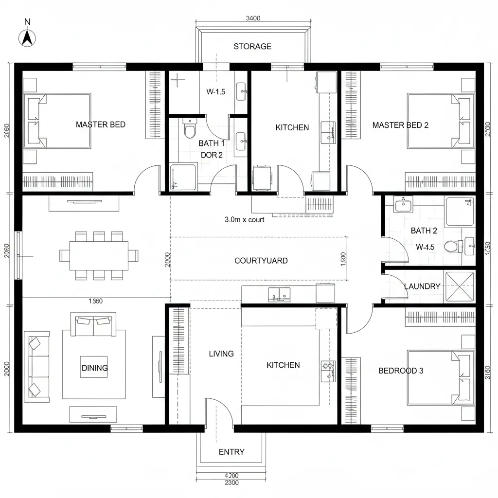Courtyard Spine + Split Quiet Zone
