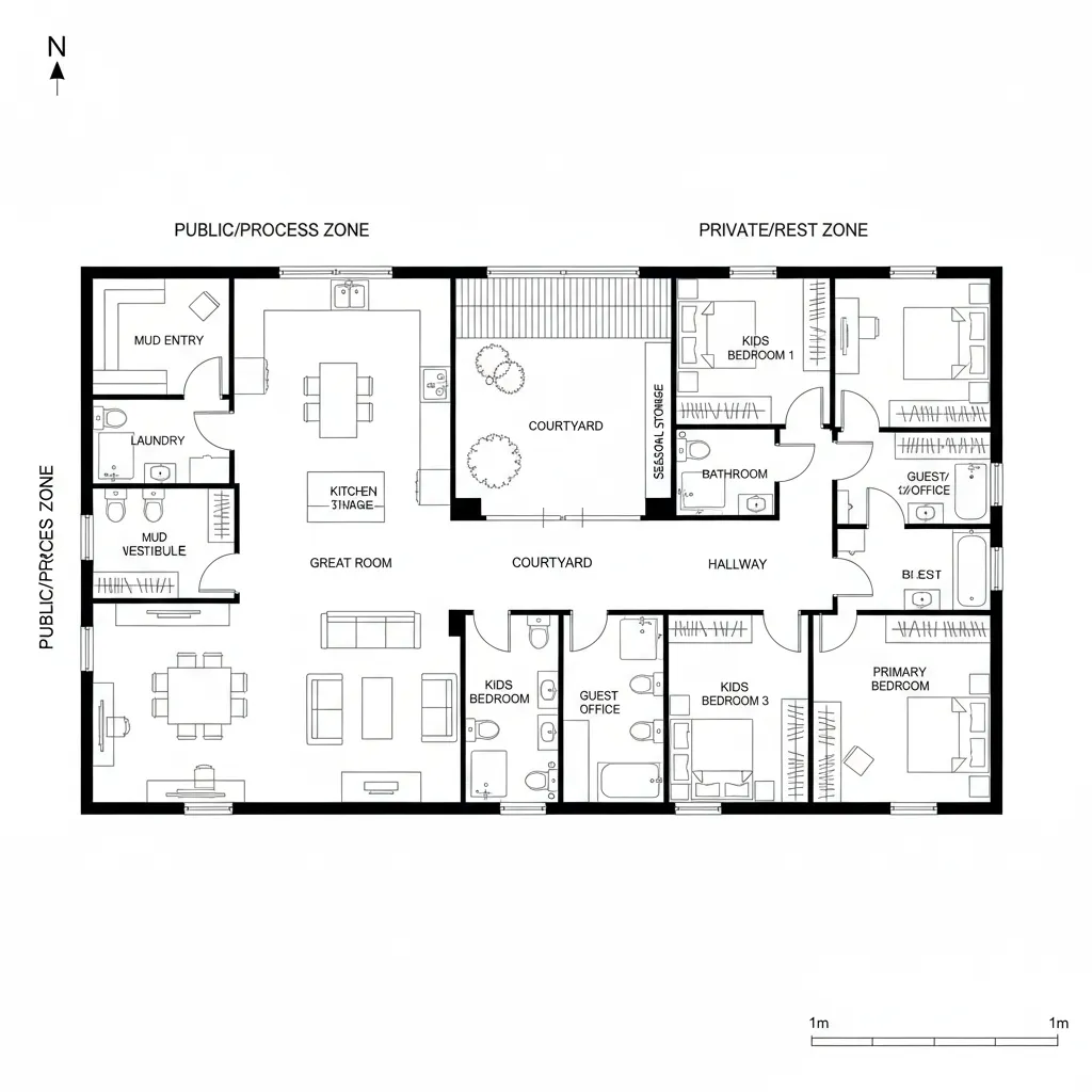 Courtyard Spine Five-Bedroom