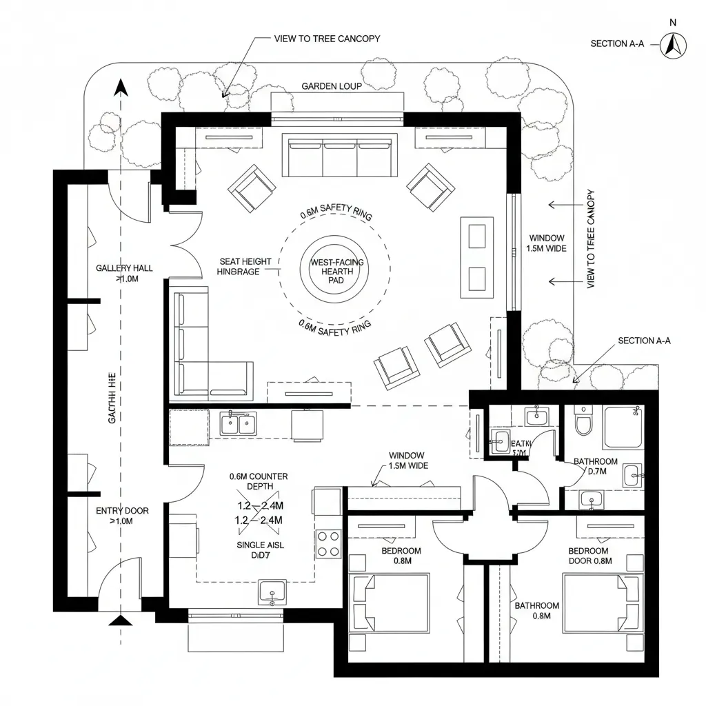 Courtyard Spine with Westward Hearth