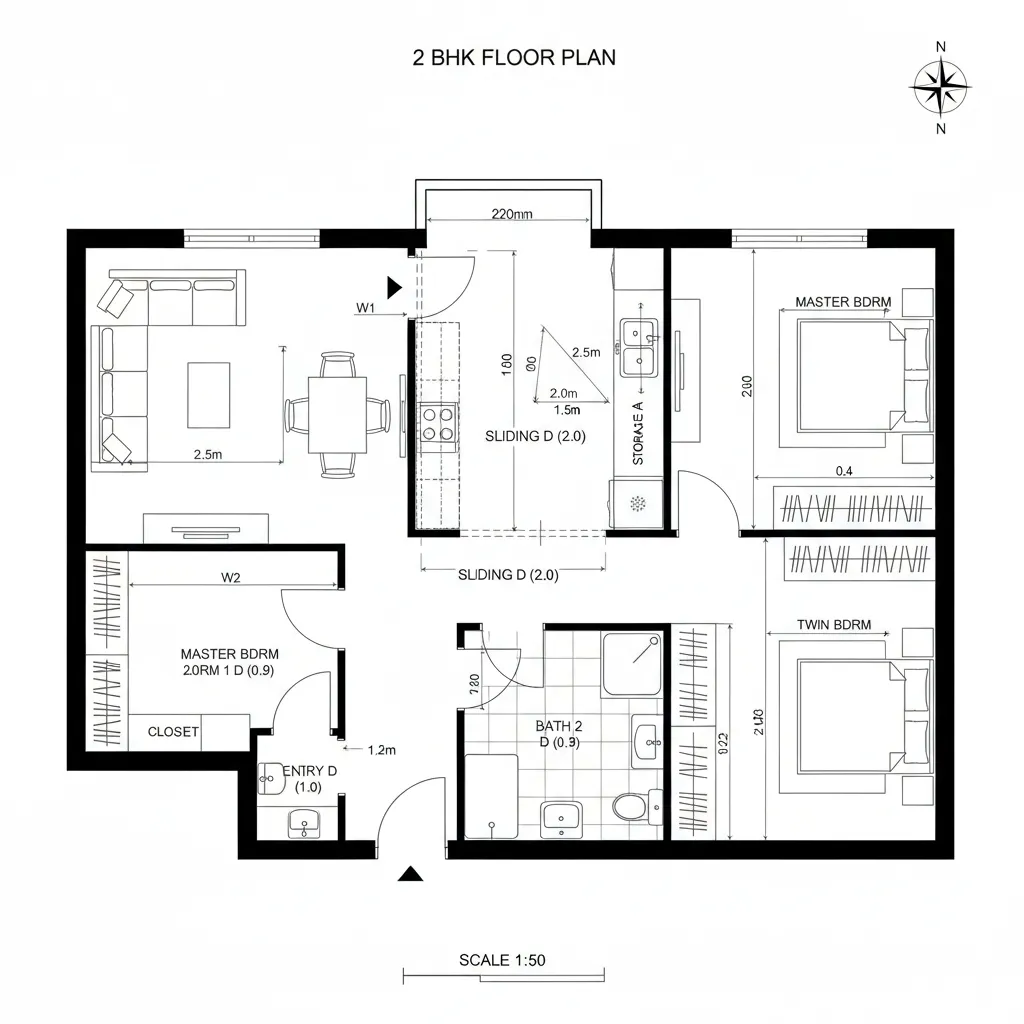 Courtyard Spine + Dual Bedroom Envelope