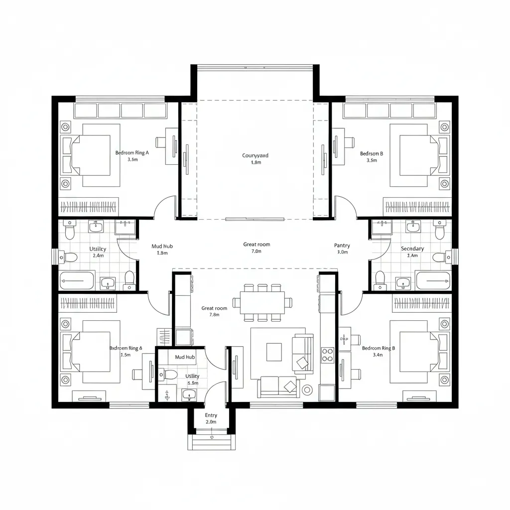 Courtyard Spine + Split Private Ring