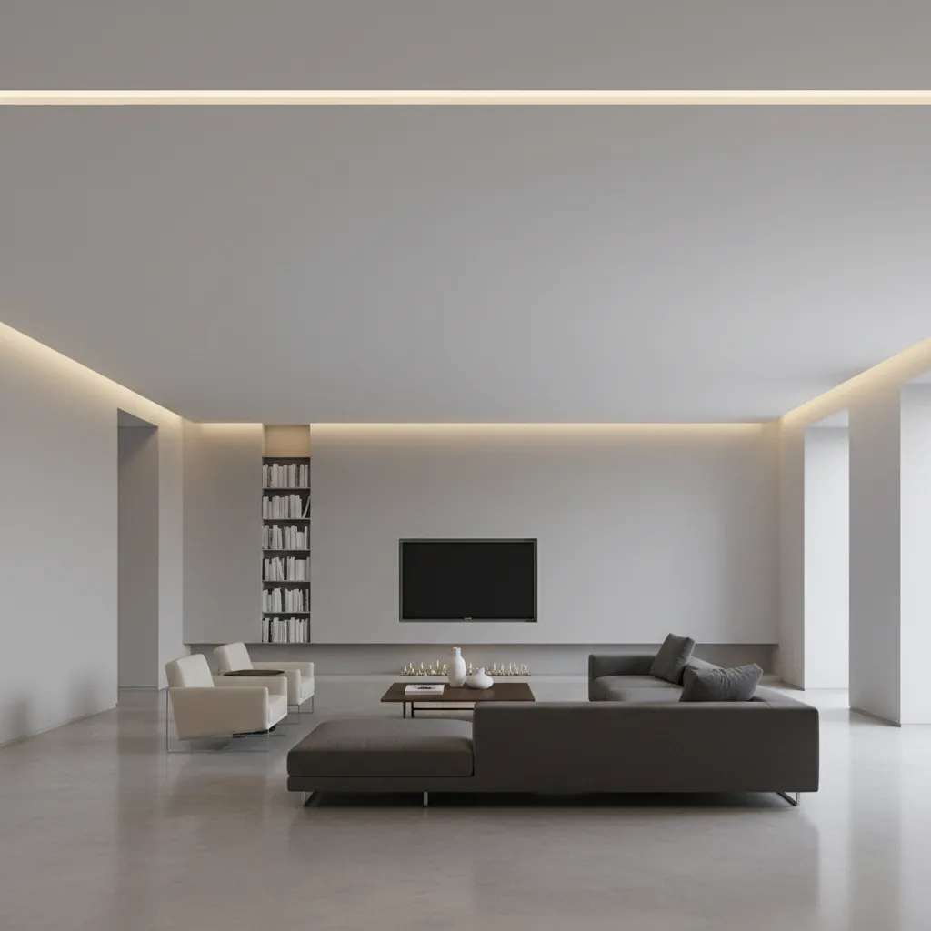 Edge cove lighting installed on a flat ceiling creating soft glow