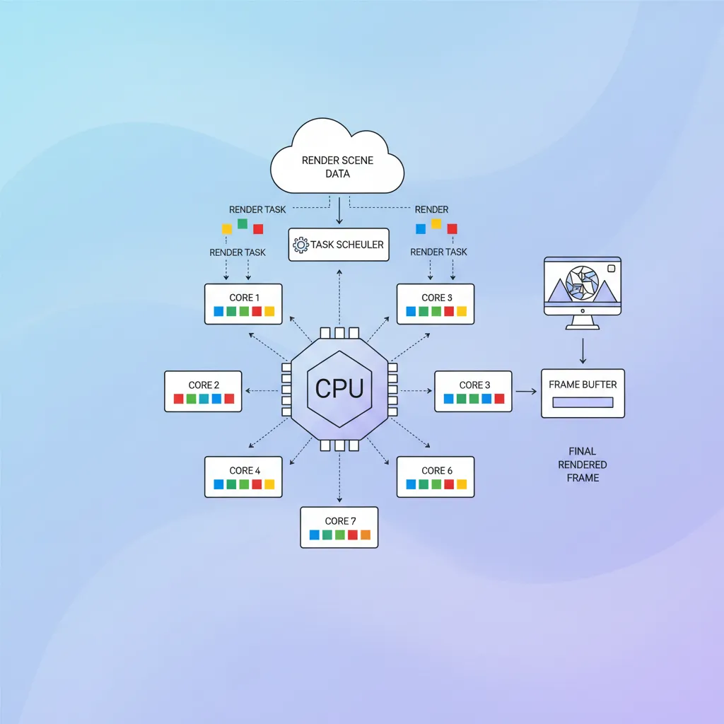 diagram explaining multi core CPU rendering workflow