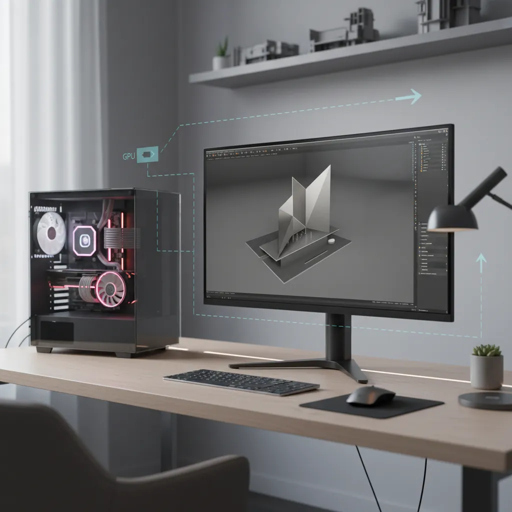 visual explanation of CPU and GPU roles in 3D modeling workflow