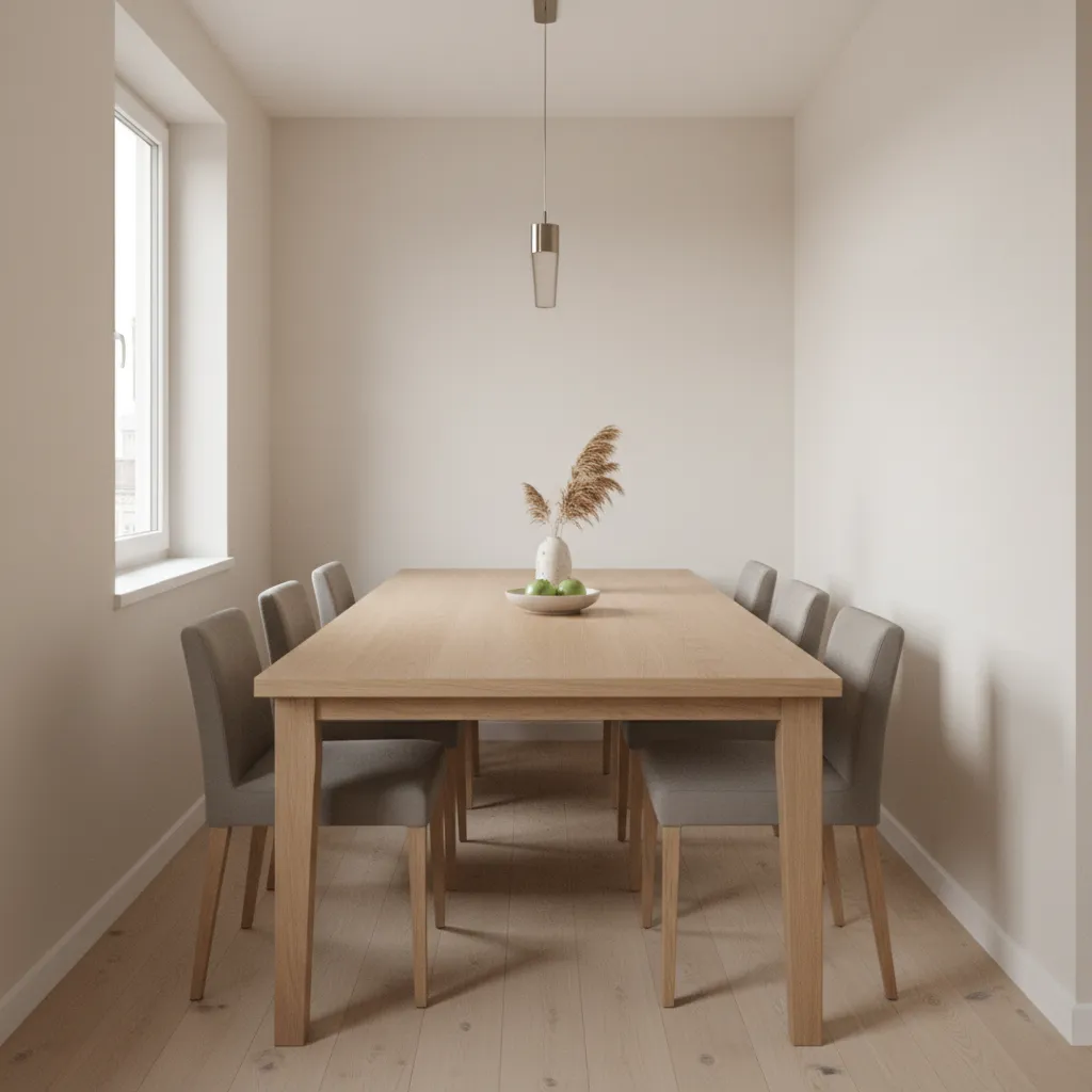 small dining room with oversized table making the space cramped