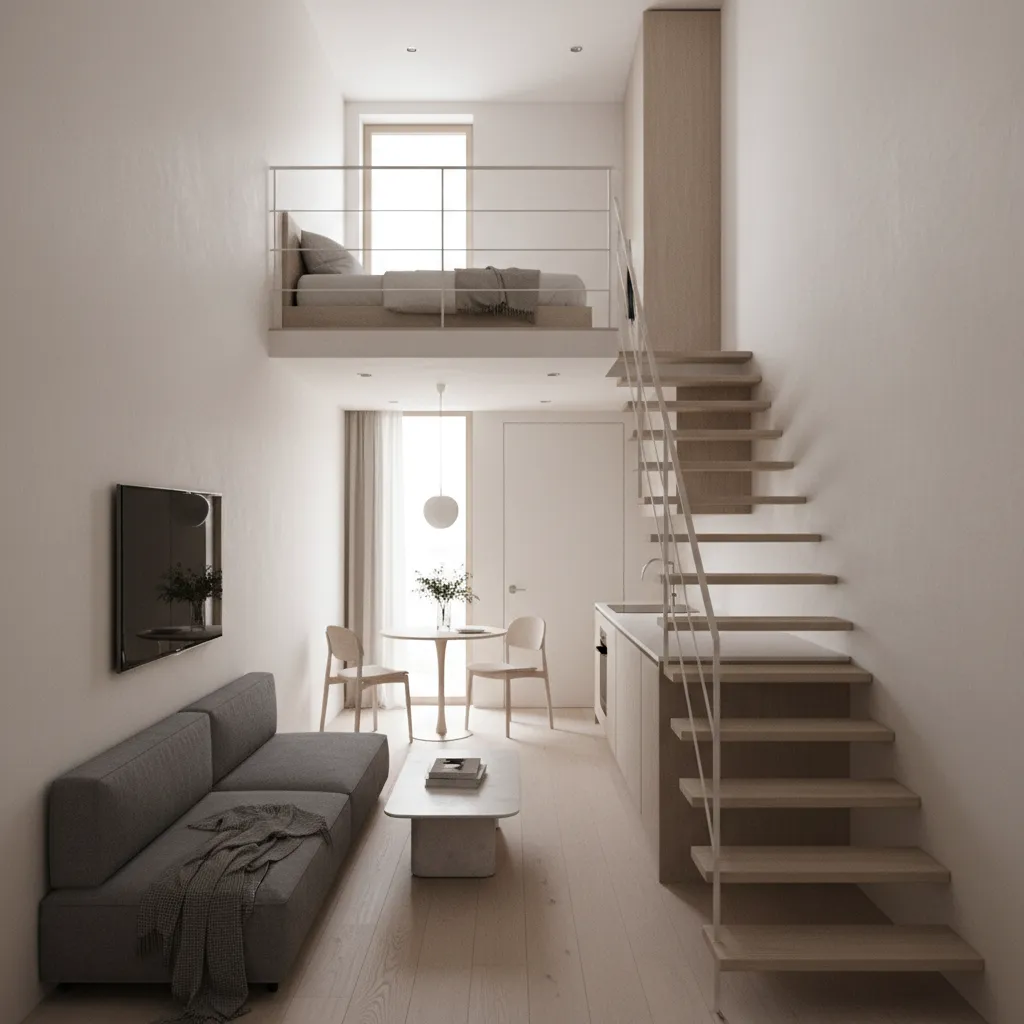 compact three story house interior showing tight layout and limited space