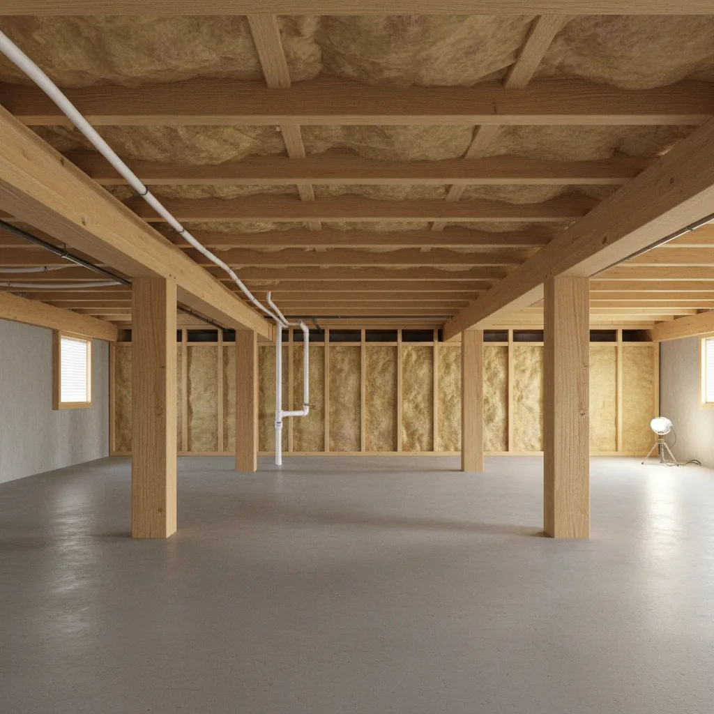 floor insulation installed above a residential crawl space