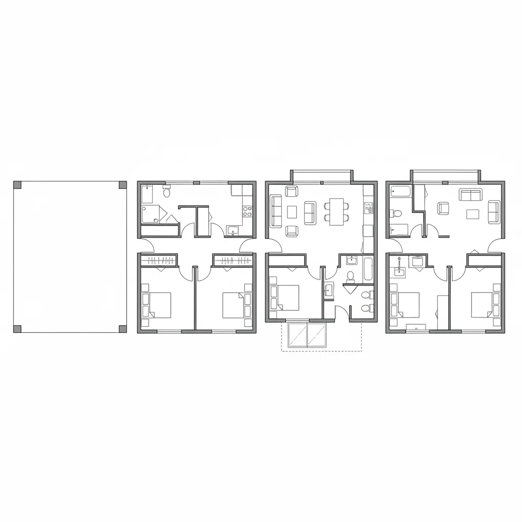 Proceso de creación de plano de vivienda desde paredes hasta muebles