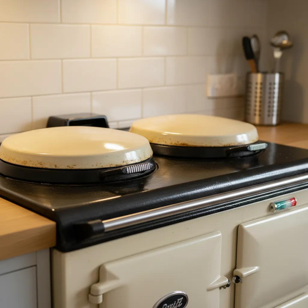 example of light discoloration on cream AGA enamel near hotplate