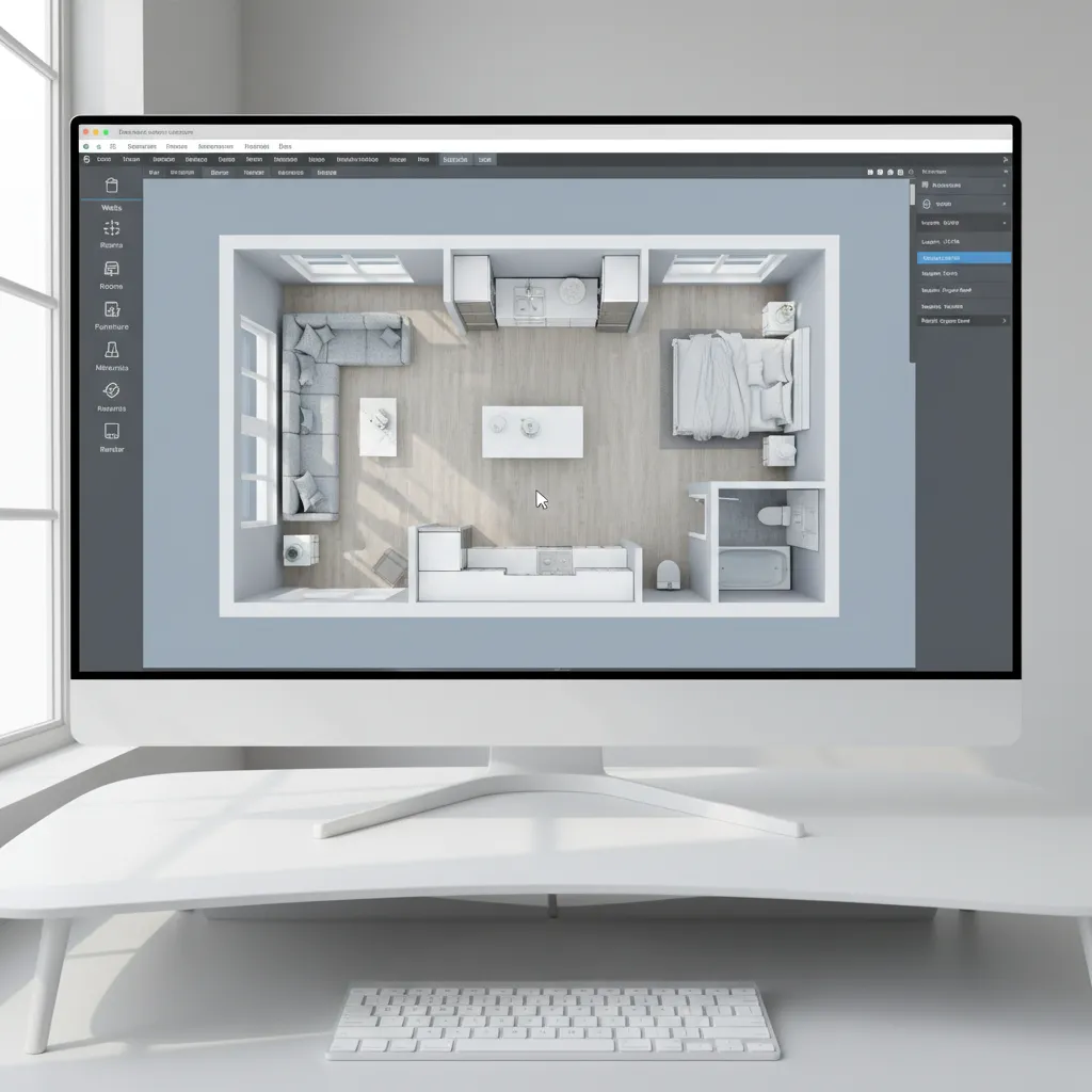 Creación de plano de apartamento en software de diseño 3D