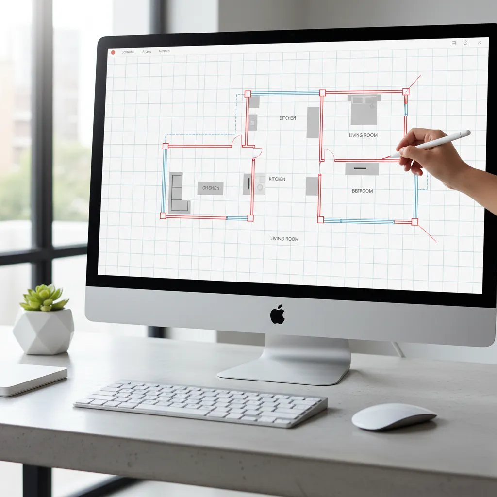 Proceso de creación de plano de vivienda en software de arquitectura 3D