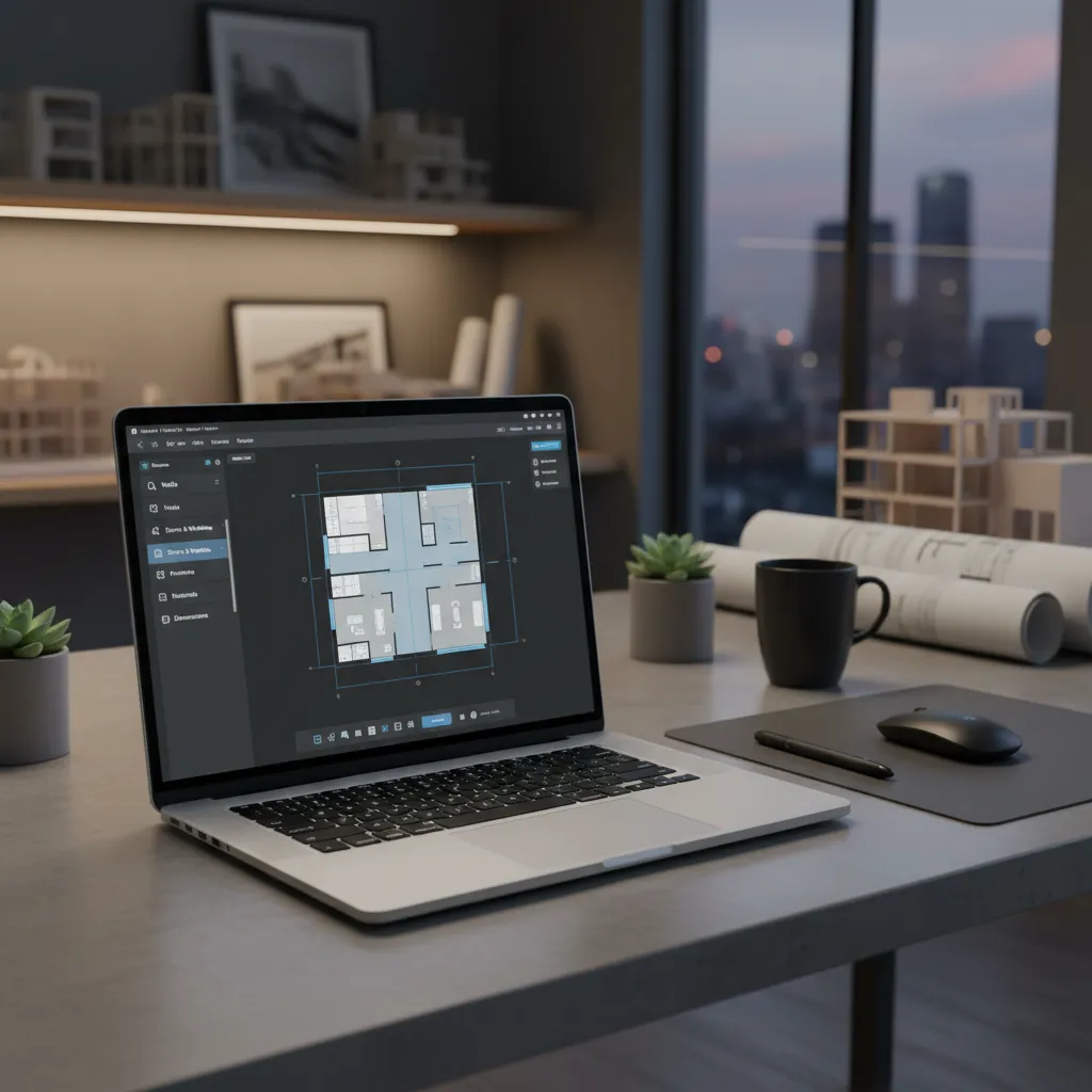 Pantalla mostrando creación de plano de casa con paredes y habitaciones
