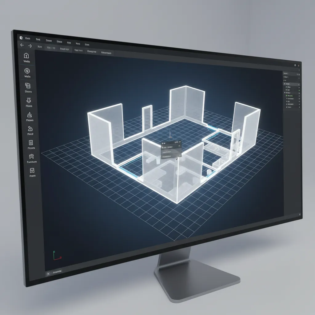 proceso de creación de plano de casa en 3D