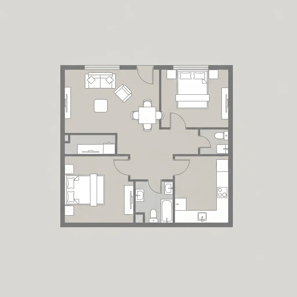 Plano digital de una vivienda con varias habitaciones creado en una app