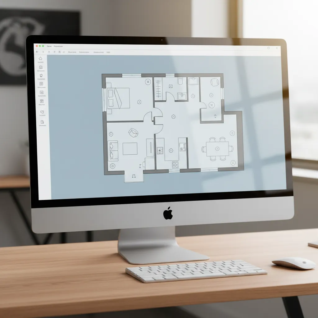 Plano digital de una vivienda creado con una aplicación de diseño