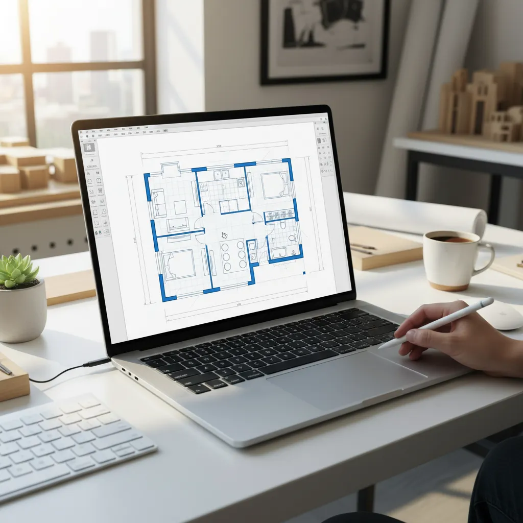 Plano digital de una casa siendo creado en una herramienta online