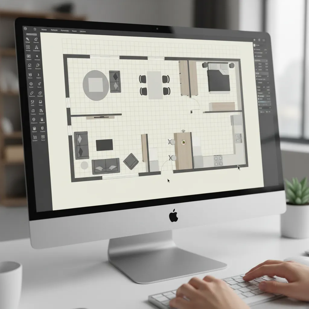creación de plano de casa digital con muebles colocados en el diseño