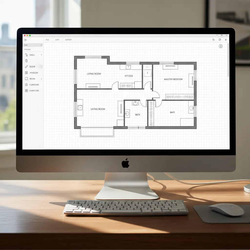 Plano digital de una vivienda dibujado en un planificador online