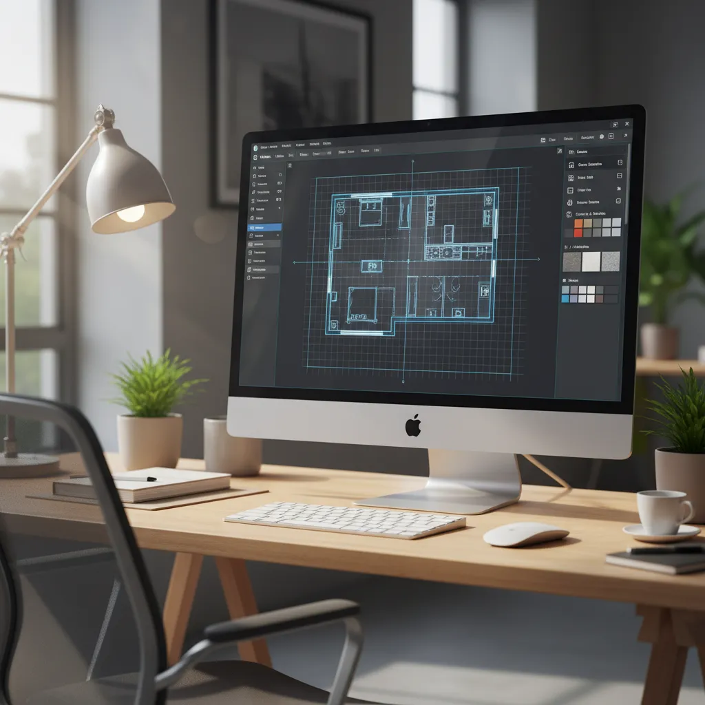Interfaz de software creando el plano de una vivienda con paredes y habitaciones