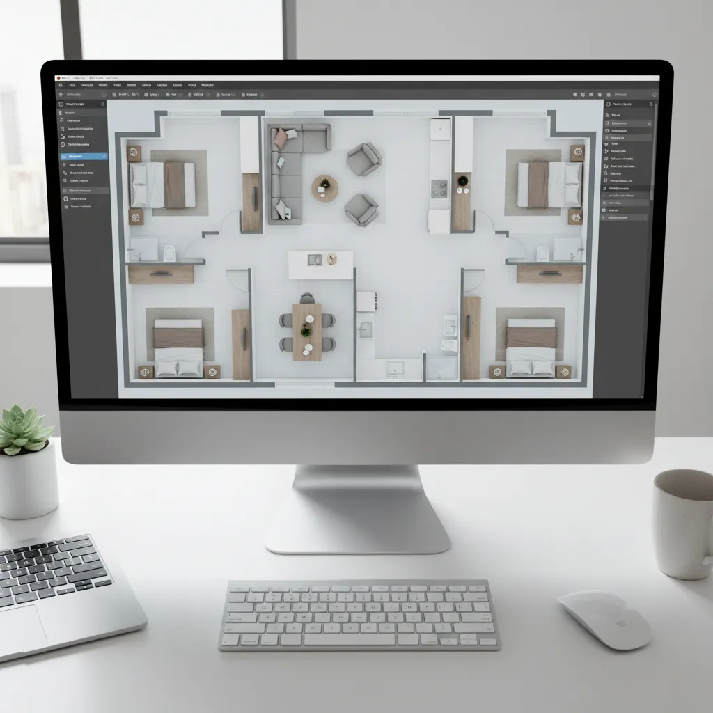 Plano digital de una vivienda creado con una herramienta online de diseño interior