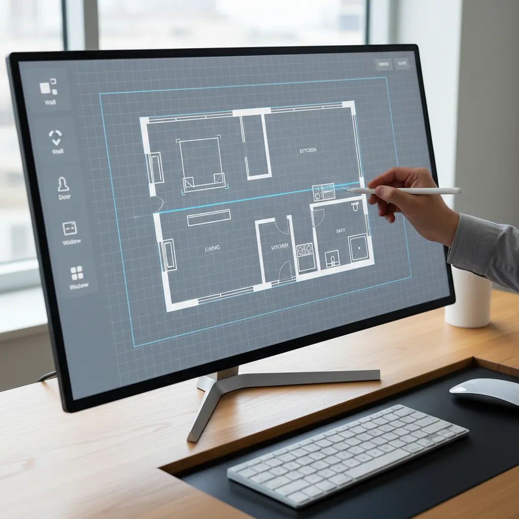 designer adjusting walls and rooms inside a 3D floor plan design tool
