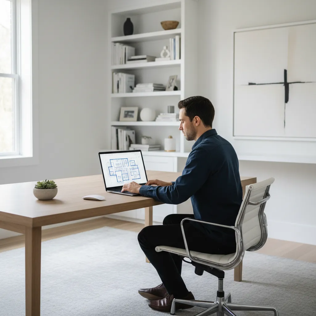 Person designing a digital house floor plan on a laptop using free layout software