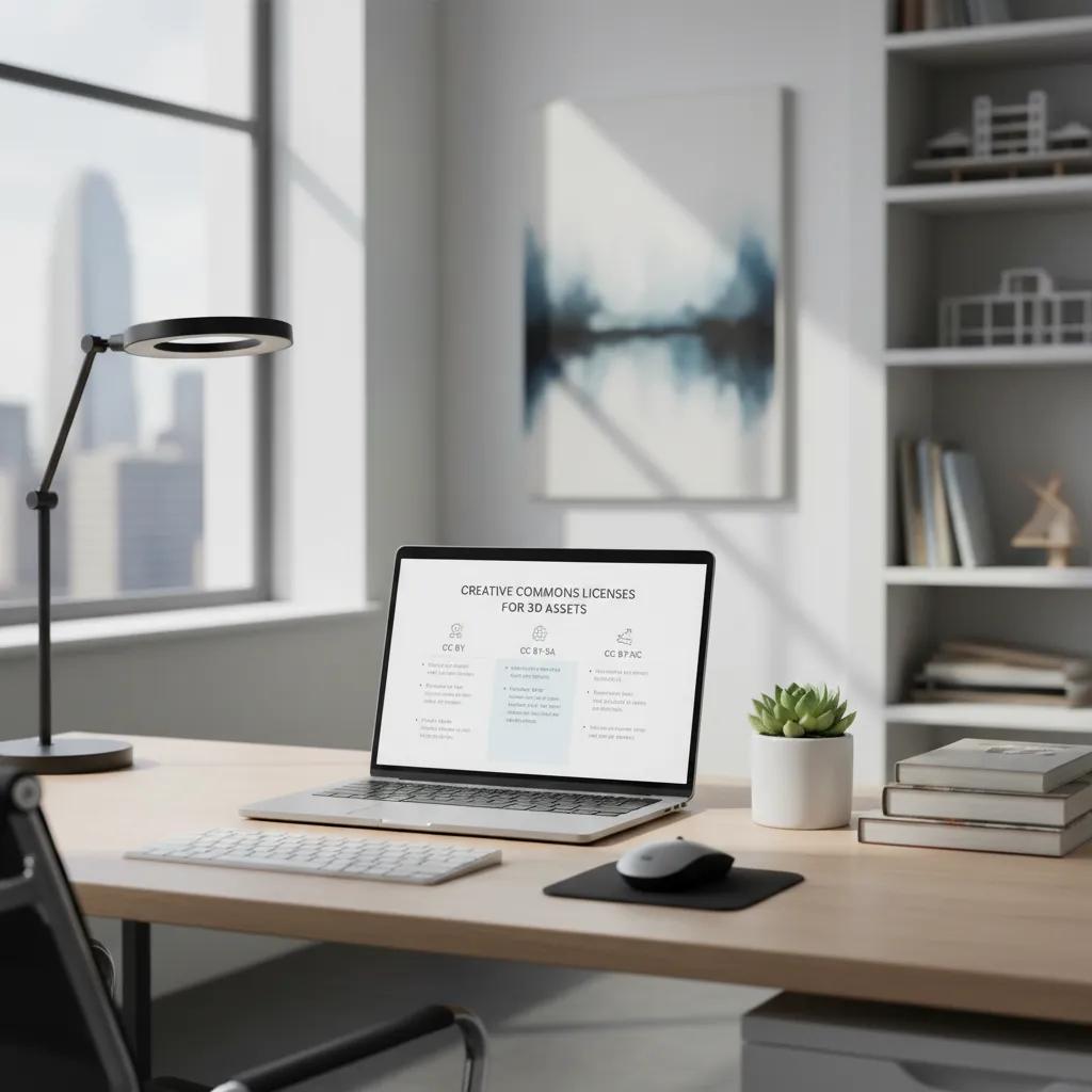 visual comparison of common Creative Commons licenses used for 3D assets