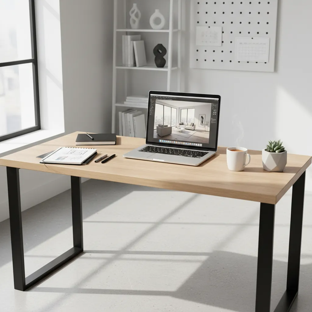designer planning a creative studio layout using room design software on laptop