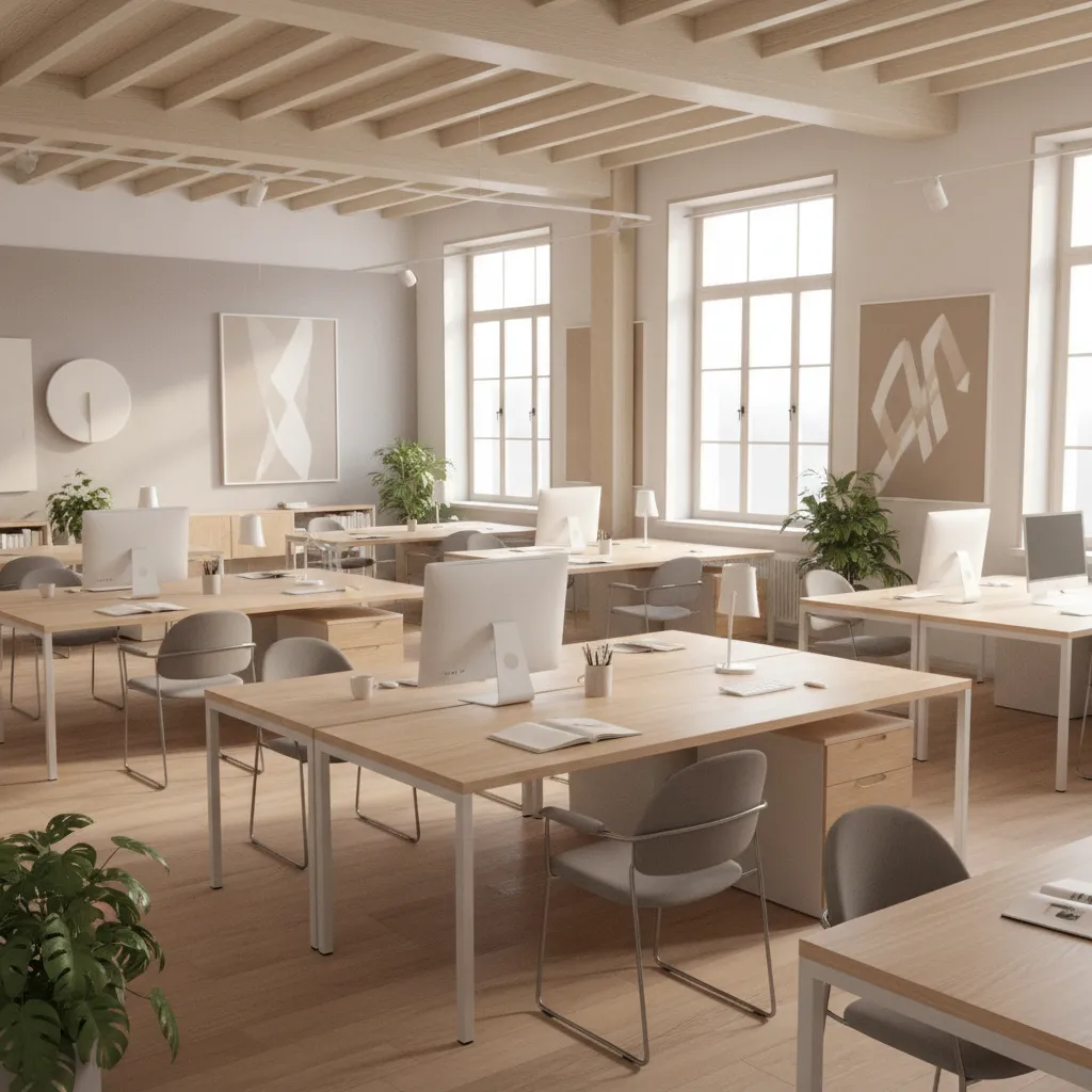 Creative studio workspace with flexible seating and open layout