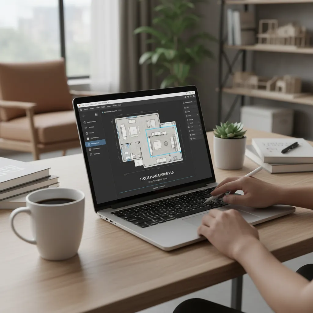 Pessoa ajustando layout de casa em aplicativo de planta baixa