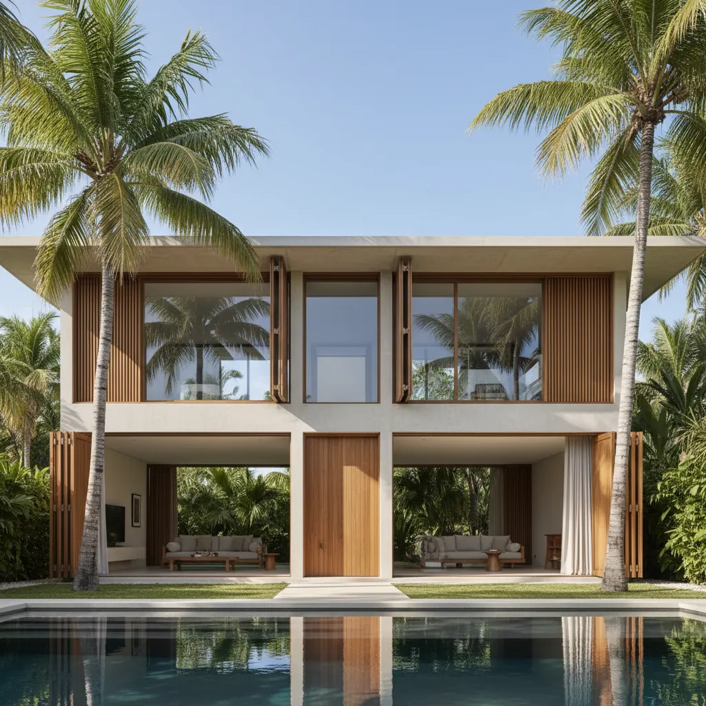 Casa moderna con ventanas opuestas para ventilación cruzada