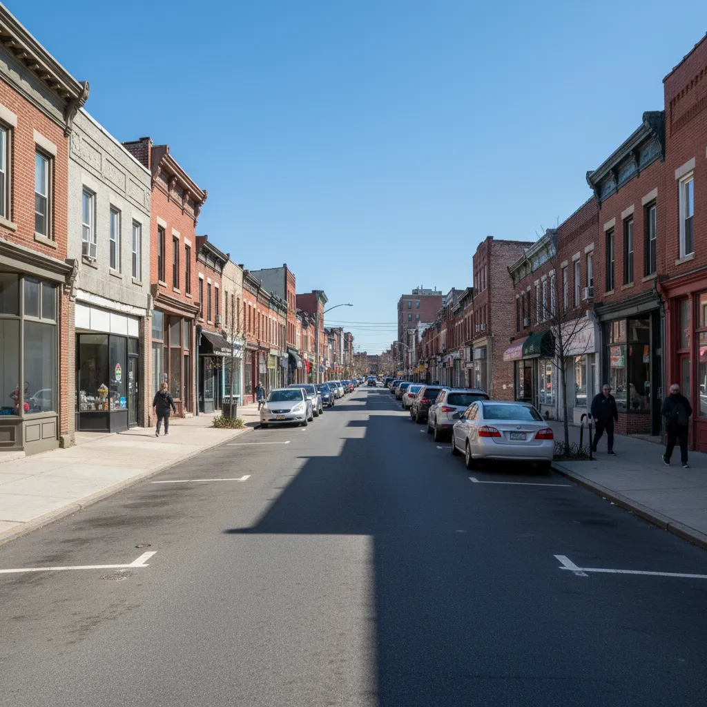 Street view of small office buildings along Crotty Avenue near Lincoln Park Yonkers