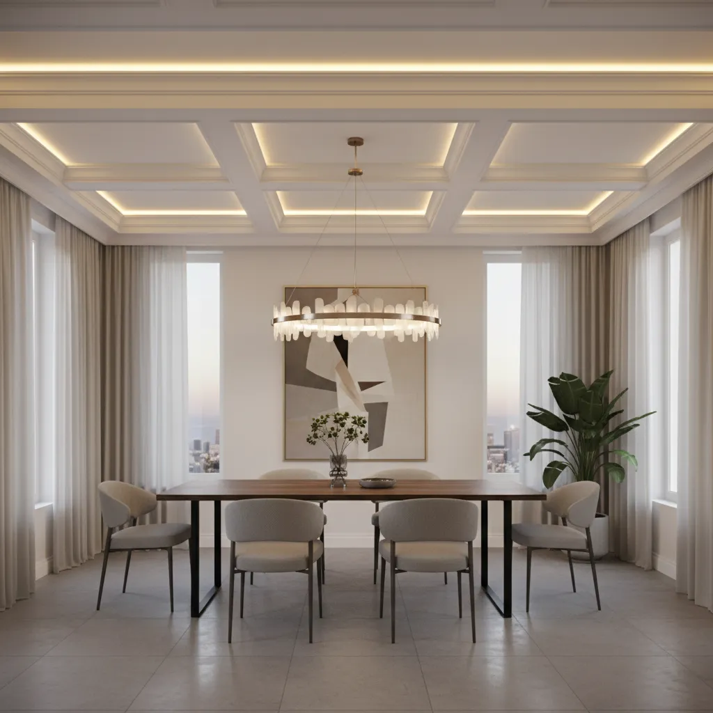 crown molding with hidden LED cove lighting