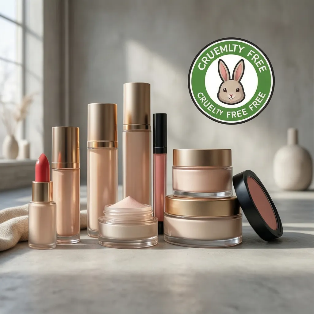 Cruelty free bunny symbol near cosmetic products