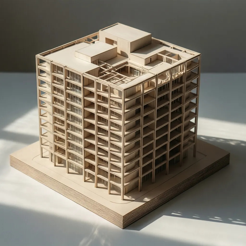Compact cubic building massing illustrating energy-efficient form