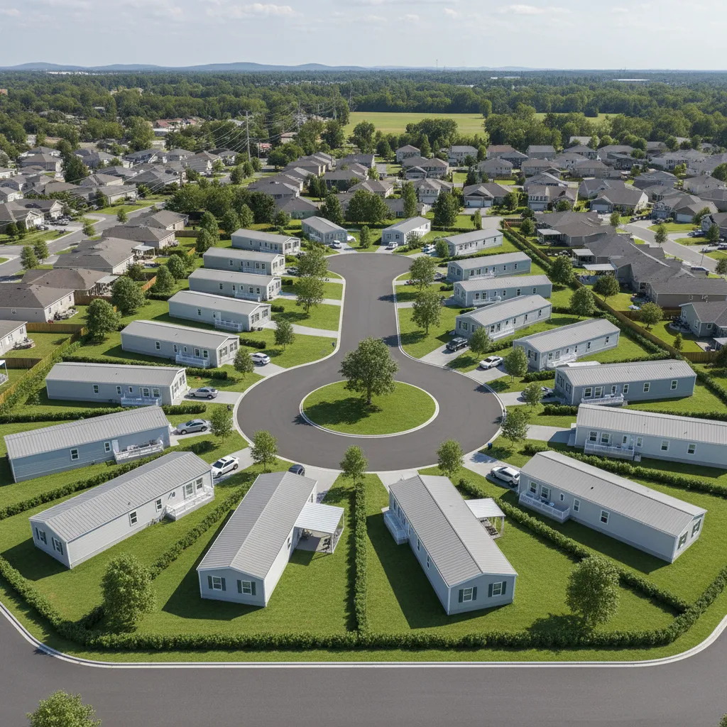 Culdesac street design in a mobile home community