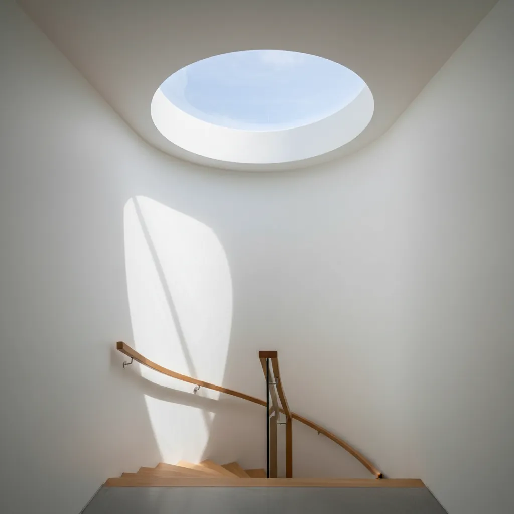 Cúpula pequeña sobre escalera interior con iluminación natural