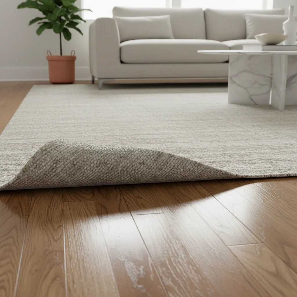 area rug corner curling upward on smooth hardwood floor