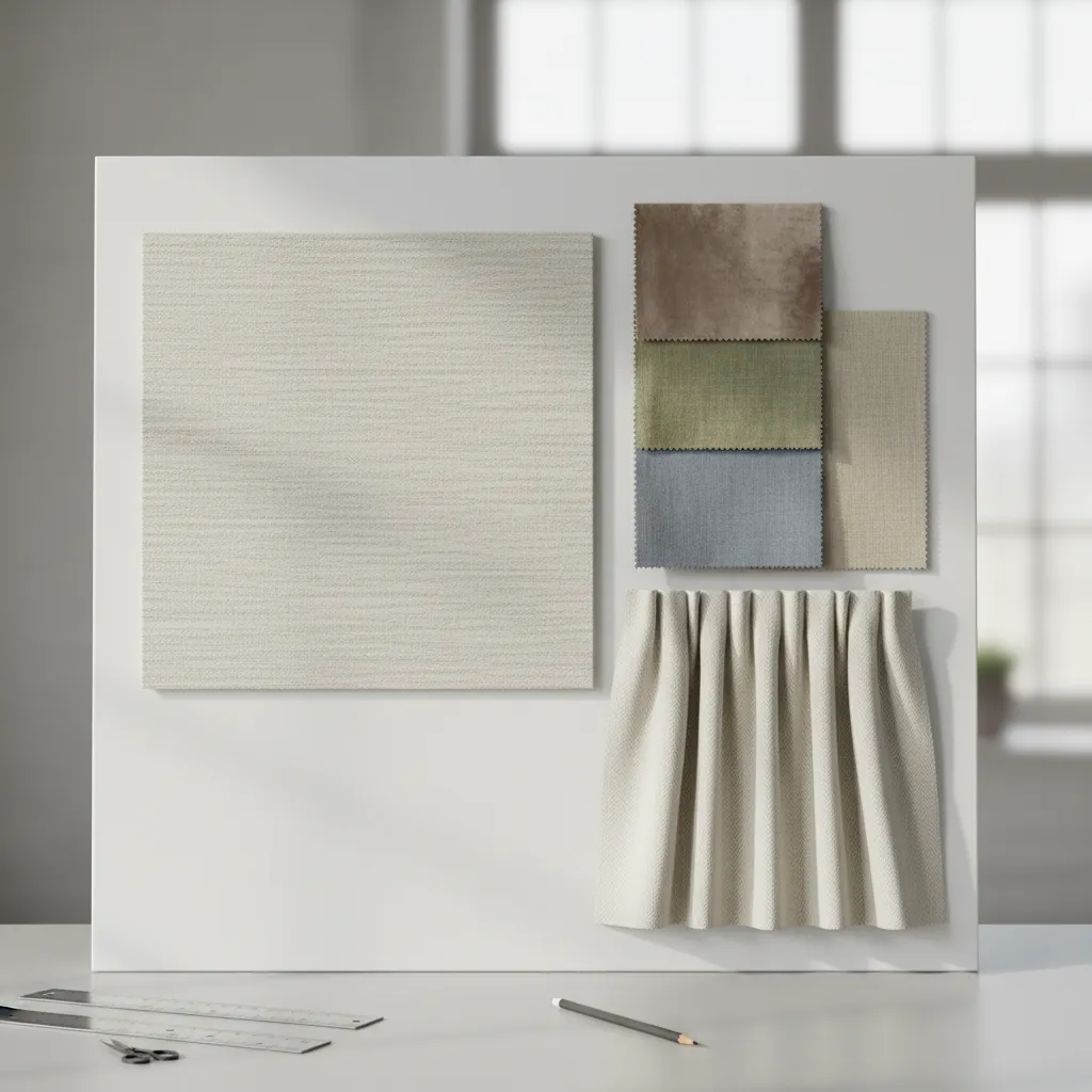 Interior design concept showing curtain color options for cream wall rooms