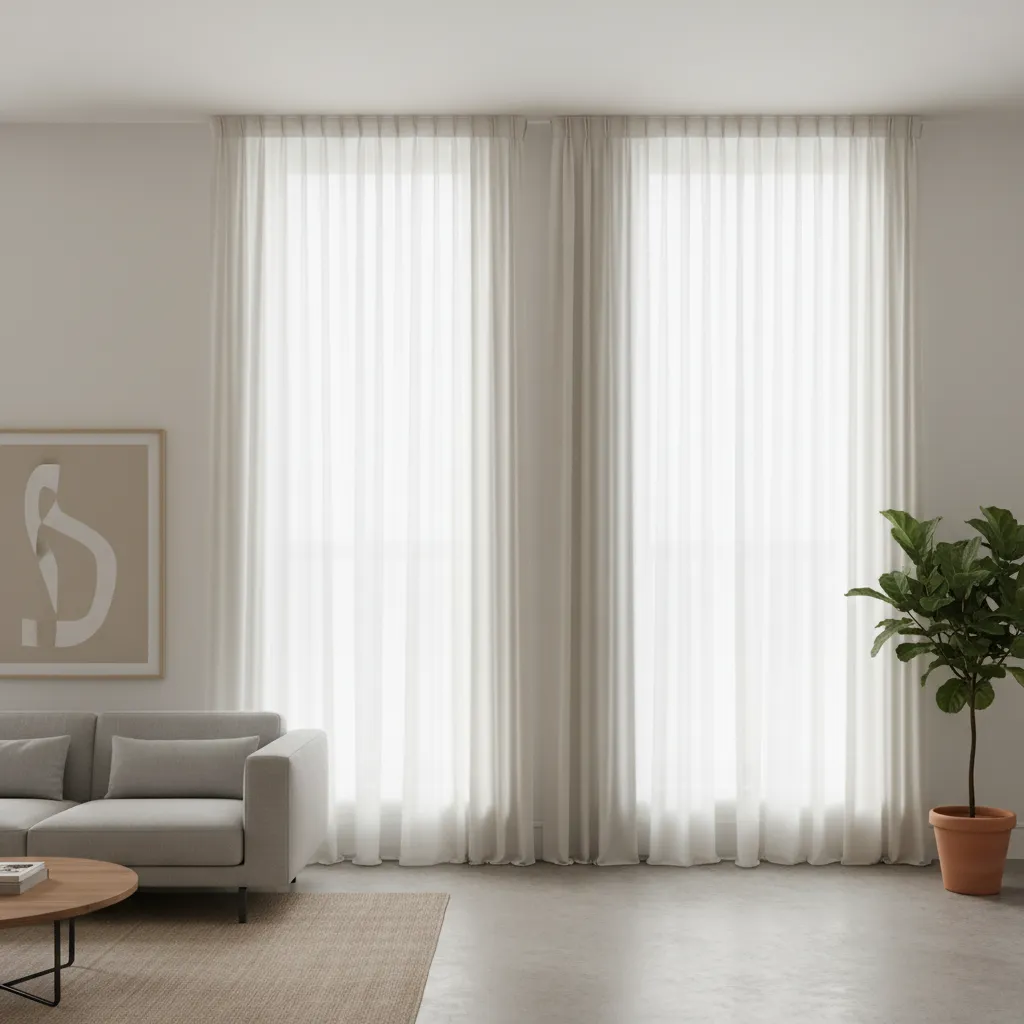 Cortinas instaladas desde el techo hasta el suelo en un salón elegante