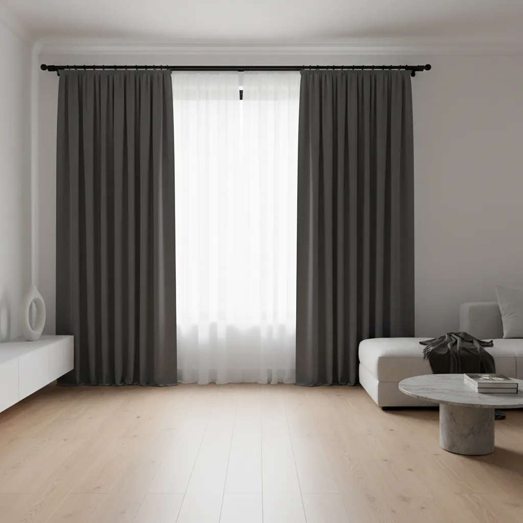 Curtain rod mounted wider than window to make room appear larger