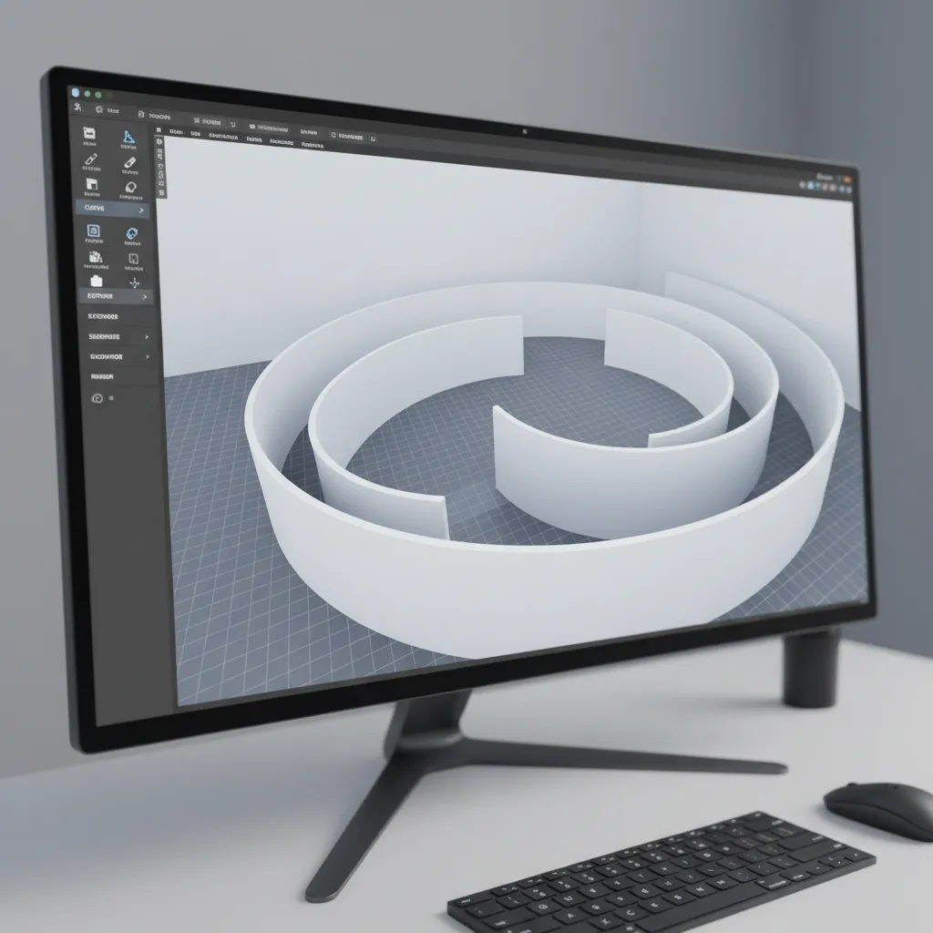 3D modeling software creating curved walls for a round room