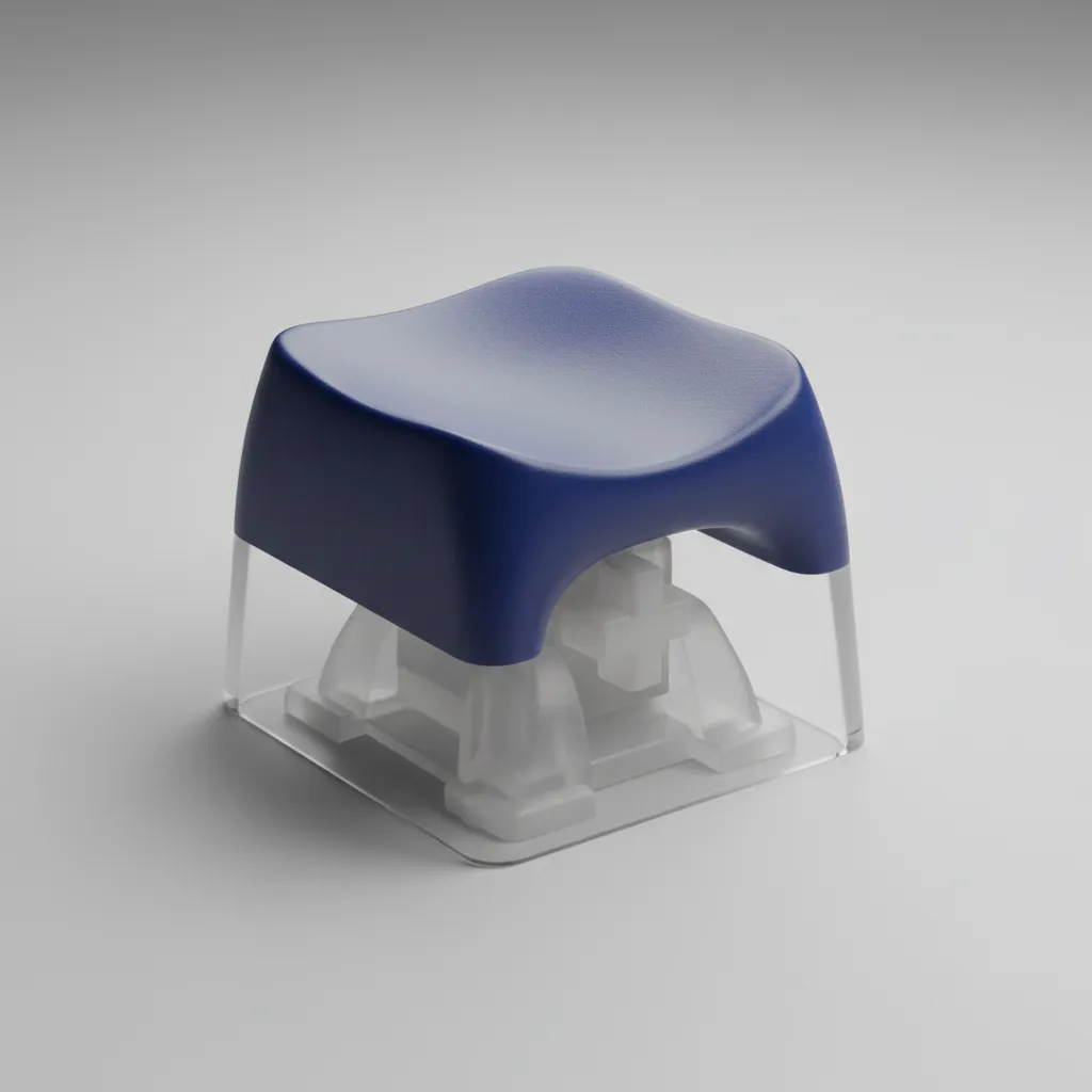 3D modeled mechanical keyboard keycap with curved surface and stem slot