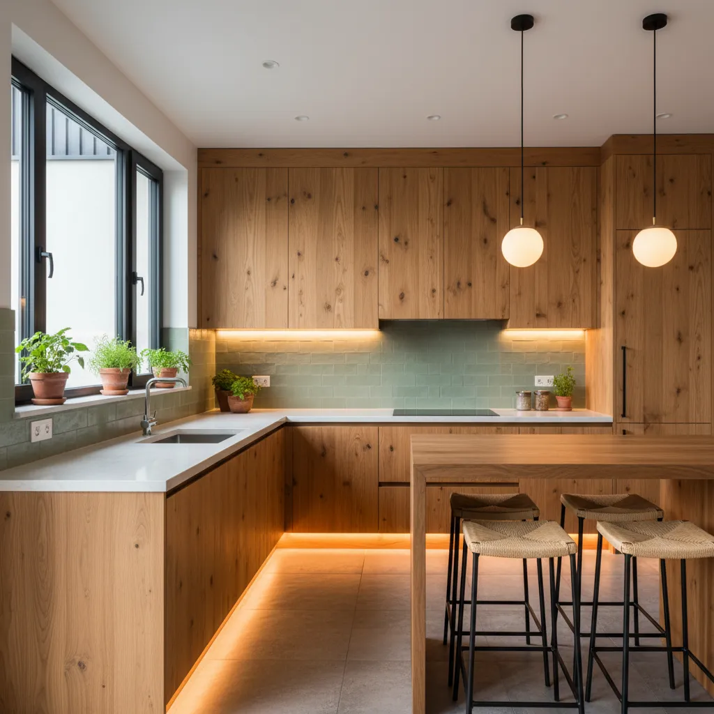 Cocina personalizada con diseño funcional y materiales sostenibles