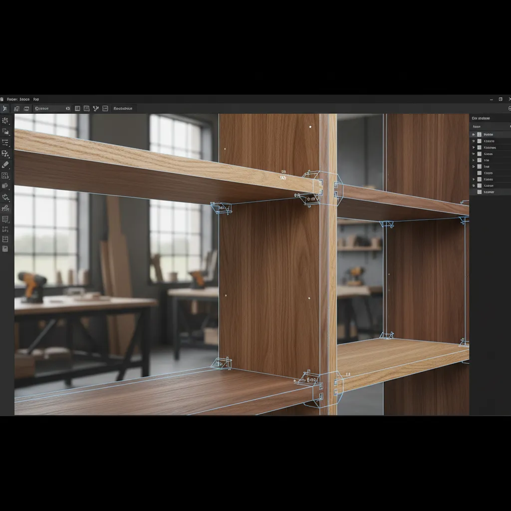 Detailed woodworking furniture design plan created in carpentry software