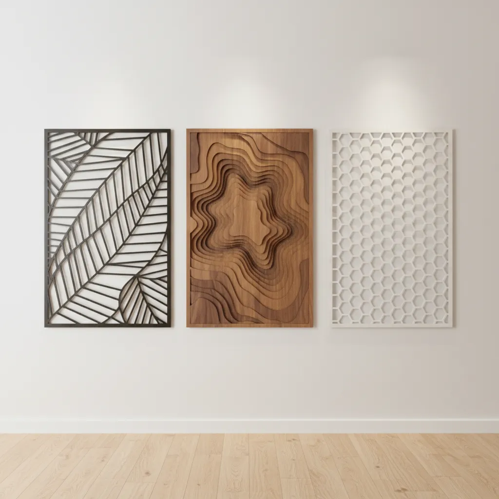 side by side comparison of metal wood and acrylic wall decor materials