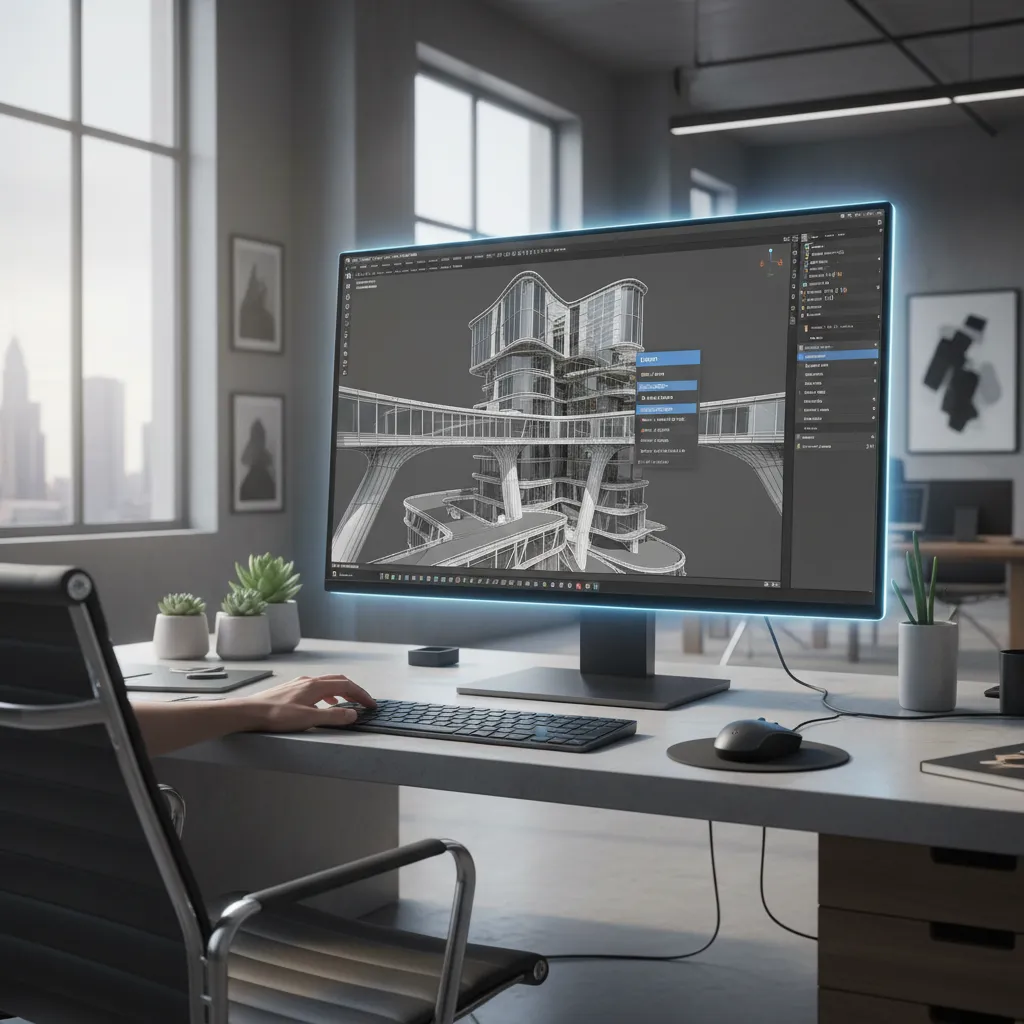 3D modeling interface exporting a model to COLLADA DAE format