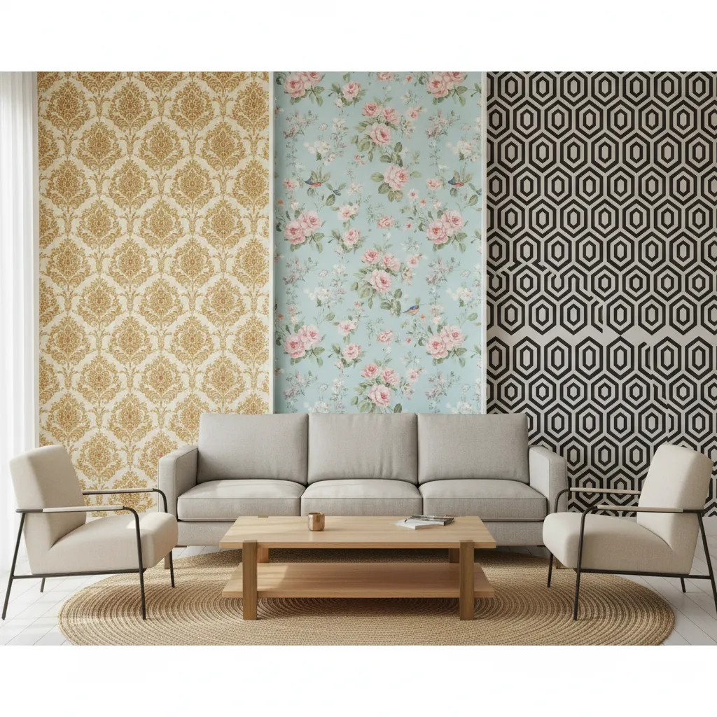 Damask Wallpaper vs Floral and Geometric Wallpaper for Living Rooms