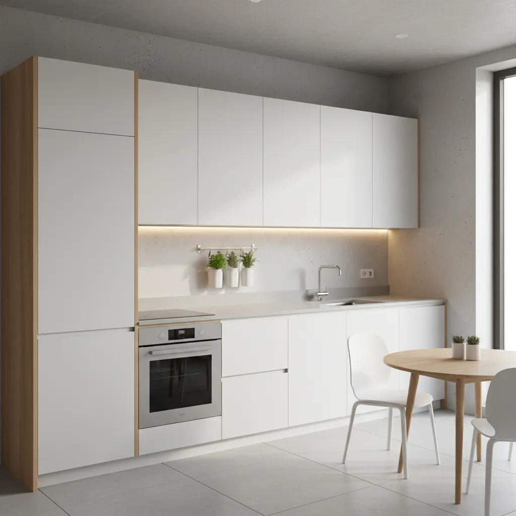 Desain dapur kecil linear pada rumah minimalis